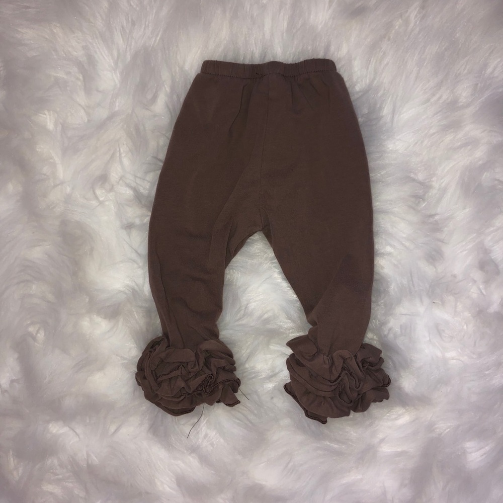 Brown ruffle pants icing style pants